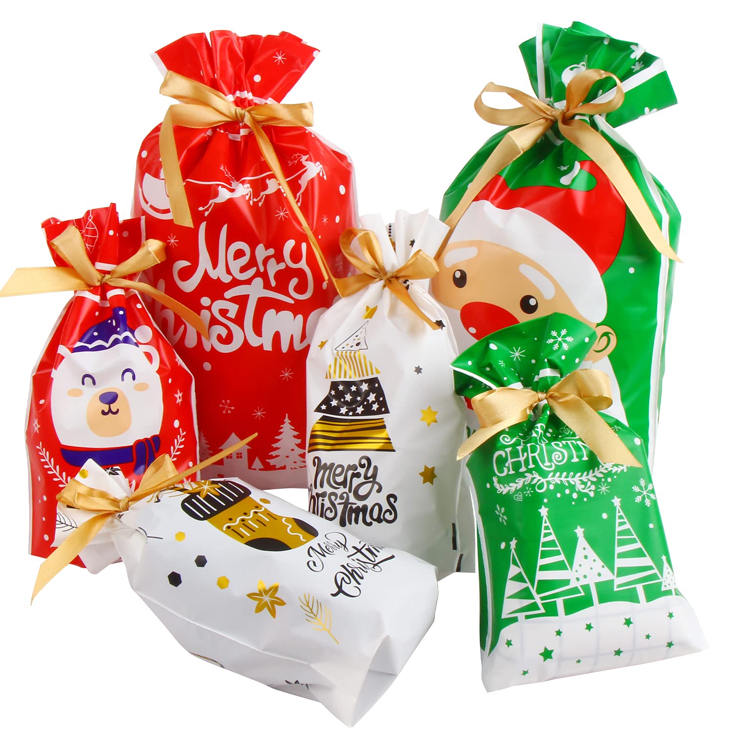 Amazon | DERAYEE クリスマス ラッピング袋 34枚セット 巾着袋